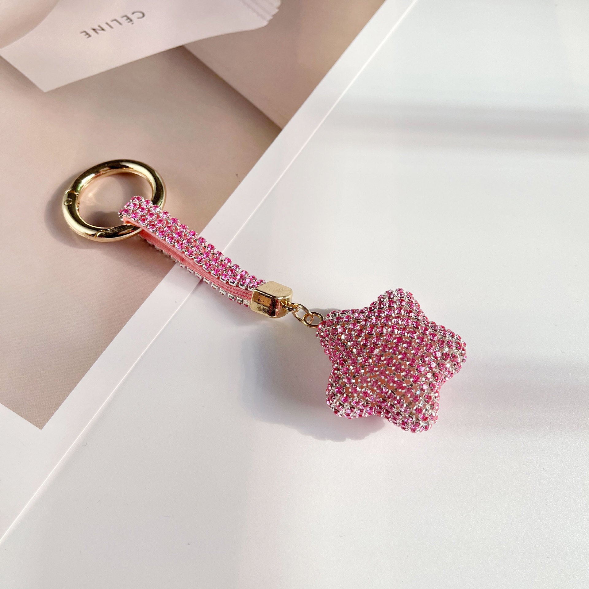 Wholesale Full Set Diamond Five Pointed Star Keychains